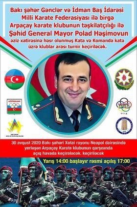 Şəhid general-mayor Polad Həşimovun əziz xatirəsinə  həsr olunmuş turnir keçiriləcək.